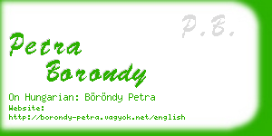 petra borondy business card